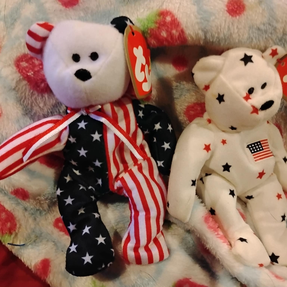 Ty Beanie Babies Patriotic Bears - Black and White